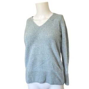 Vince Rib Trim Blue Cashmere Sweater Soft V Neck Womens Size XS